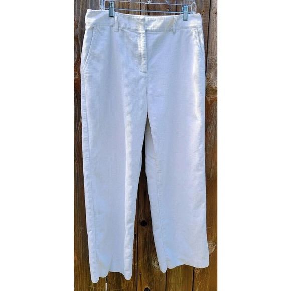 IZOD Womens Off-White Wide-Leg High-Rise Corduroy Pants Size 14 - Picture 1 of 7